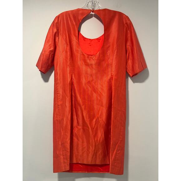 NWT Tibi Short Sleeve Cocktail Dress Bejeweled Coral Cotton & Silk Size 10 JL - Picture 3 of 7